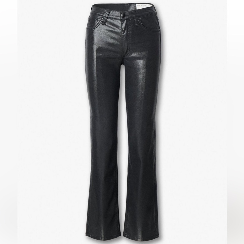 NEW RAG & BONE coated harlow straight jeans in black size 25